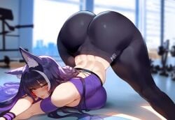 1girls ai_generated animal_ears ass ass_bigger_than_head ass_focus ass_up azur_lane big_ass big_breasts big_butt big_thighs female female_focus female_only gym_uniform hi_res huge_ass huge_butt huge_thighs imminent_anal imminent_fellatio imminent_oral imminent_penetration imminent_sex imminent_vaginal large_ass large_breasts large_butt large_thighs miyuai multicolored_hair musashi_(azur_lane) nai_diffusion purple_hair solo solo_female solo_focus stable_diffusion stretching thiccwithaq_(ai_style) thick thick_ass thick_butt thick_hips thick_legs thick_thighs tight tight_clothes tight_clothing tight_fit tight_pants tights wide_hips yellow_eyes yoga_pants