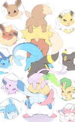 3_toes 9girls absurd_res all_nine_eeveelutions anus blacky_(pokemon) blush bodily_fluids booster_(pokemon) conditional_dnp crunchobar eevee eeveelution eievui eifie_(pokemon) espeon feet female female_only feral flareon fur furry furry_only genital_fluids genitals glaceon glacia_(evolution) group hi_res jolteon leafeon leafia naked nintendo nude nymphia open_mouth pokemon pokemon_(species) pussy rear_view showers_(pokemon) simple_background stacked sylveon tail thunders toes umbreon vaporeon video_games