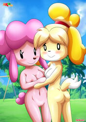 2girls animal_crossing anthro ass bbmbbf blush breasts canine dog female female_only fur34 furry harriet_(animal_crossing) isabelle_(animal_crossing) looking_at_viewer nintendo nude palcomix pussy