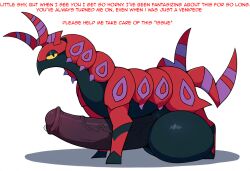 ai_generated animal_genitalia arthropod balls big_balls big_penis erection feral generation_5_pokemon genitals hellsonger hi_res huge_balls huge_cock hyper hyper_balls hyper_genitalia hyper_penis male myriapod nintendo penis pokemon pokemon_(species) scolipede simple_background solo text vein veiny_penis white_background