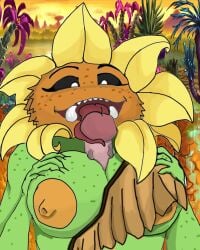 anthro big_breasts dommy_mommy monster plants_vs_zombies_2:_it's_about_time primal_sunflower_(pvz)