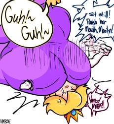 2d 2d_(artwork) 2girls ass ass_focus beldam_(mario) chubby chubby_female facesitting female female_only ghost ghost_girl hamb0ne marilyn_(mario) mario_(series) nintendo paper_mario paper_mario:_the_thousand-year_door paper_peach princess princess_peach text text_bubble thick_ass