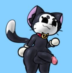 anthro big_ass big_balls big_butt big_penis big_thighs black_eyes black_fur brawl_stars cat_ears cat_tail feline femboy furry gay kit_(brawl_stars) meowny supercell thick_thighs