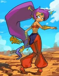 ass ass embarrassed fart fart_cloud fart_fetish poop_in_pants scat shantae shantae_(character) shit shit_in_pants shitting shocked soiling sound_effects usagaijin