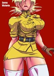 blonde_hair breasts clothed female female_only hellsing hellsing_ultimate seras_victoria solo theoverloader thighhighs thighs uniform