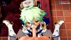 1boy 1girls 3d aether_(genshin_impact) animated blowjob fellatio female genshin_impact giddora glasses green_hair koikatsu oral oral_sex pov sound sucrose_(genshin_impact) tagme video