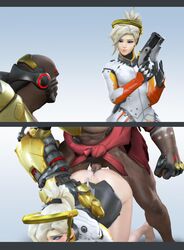 1boy 1girls 3d akande_ogundimu angela_ziegler big_penis blizzard_entertainment blonde_hair blue_eyes blush breasts breasts_out dark-skinned_male dark_skin doomfist eyeless_male female instant_loss_2koma interracial male mercy overwatch overwatch_2 pale-skinned_female ponytail rape rwt4184 sex straight