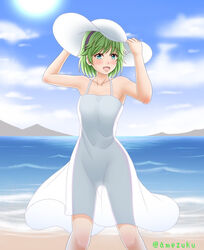 amezuku beach blue_eyes dress female female_only fire_emblem fire_emblem:_the_blazing_blade fire_emblem_heroes hat nino_(fire_emblem) sea seaside silhouette summer summer_dress