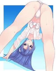 1futa anonfutashopper_(editor) arm_support ass bent_over blue_eyes blue_hair blush bulge bulge_through_clothing debutya_aki dickgirl dutch_angle edit eyebrows_visible_through_hair eyes_visible_through_hair female flat_chest from_behind fundoshi futa_only futanari hair_between_eyes japanese_clothes kazanari_tsubasa long_hair looking_at_viewer looking_back navel open_mouth purple_eyes see-through senki_zesshou_symphogear shiny shiny_hair shiny_skin side_ponytail solo solo_futa sweat wet wet_clothes yamakasa yoi_naosuke