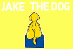 adventure_time ass balls cartoon_network daniel_567_artist domestic_dog fur gay jake_the_dog male penis sitting tail yellow_body