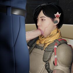 1boy 1girls 3d animated aruni_(rainbow_six) asian big_penis black_hair blender deep_blowjob fellatio kem69 large_penis light-skinned_male light_skin oral pale-skinned_male pale_skin rainbow_six rainbow_six_siege scar short_hair sound throat_noise tom_clancy video video_games