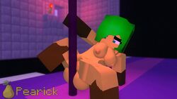 1girls 3d animated anthro ass blue_eyes breasts brown_gloves brown_shoes dance female female_only green_hair lou_(pearickmc) masturbation mine-imator minecraft nude nude_female pearickmc pole pole_dancing pussy solo solo_female sound spread_legs striped striped_body stripper stripper_pole video