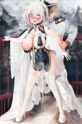 1boy 1girls ahe_gao areolae arm_grab arm_support azur_lane blush braid braided_hair breast_curtains breast_grab breast_slip breasts brown_hair china_dress chinese_clothes cleavage clothed_sex commander_(azur_lane) cum cum_drip cum_in_pussy cum_on_floor cum_on_thighs cum_pool dripping_cum faceless_male female female_focus french_braid garter_straps gloves grabbing_from_behind groping groping_from_behind hair_ornament heavy_breathing high_heels large_breasts male mountain nipples okuusfabfacts one_breast_out one_eye_closed open_mouth outdoors outside red_eyes saliva sex sex_from_behind short_hair sirius_(azur_lane) sirius_(azure_horizons)_(azur_lane) sole_female solo_focus standing standing_sex thighhighs tongue tongue_out white_gloves white_hair white_legwear