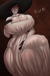 1futa 1pervydwarf alcina_dimitrescu big_hat black_hat breasts bulge capcom cleavage dress erection erection_under_clothes erection_under_dress futa_only futanari grinning hat huge_balls huge_breasts huge_cock necklace penis penis_under_clothes resident_evil resident_evil_8:_village solo sony_corporation sony_interactive_entertainment