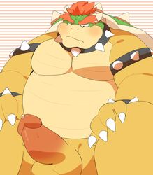 0119_muu 2021 anthro anthro_only balls blush bowser edit erection genitals hi_res kemono koopa male male_only mario_(series) nintendo overweight overweight_anthro overweight_male penis scalie sitting solo uncensored video_games