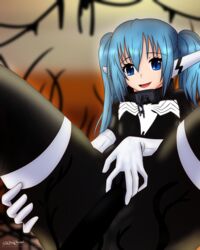 1girls 2021 angeloid blue_eyes blue_hair choker female female_only nymph_(sora_no_otoshimono) robot_ears s_rena_raziel_(artist) solo sora_no_otoshimono symbiote tentacle tentacle_sex twintails vaginal_penetration