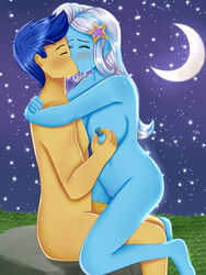 1boy 1girls areolae barefoot barrette big_breasts blush breasts closed_eyes commission cowgirl_position crescent_moon equestria_girls flash_sentry flash_sentry_(eg) focus_bx friendship_is_magic hasbro hi_res highres human intimate kissing legs making_out my_little_pony night nipple_pinch nipple_play nipple_tweak nipples nude nude_female nude_male outdoor_sex outdoors outside passionate pussy pussy_juice sex shaved_pussy straight thighs trixie_(mlp) trixie_lulamoon trixie_lulamoon_(eg)