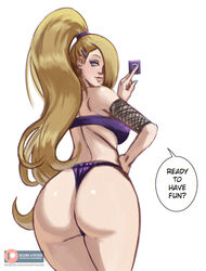 1girls artist_name ass ass_focus back back_view bare_shoulders before_sex big_ass blonde_hair blue_eyes boruto:_naruto_next_generations bra breasts colored_nails commentary condom condom_wrapper cropped_legs dat_ass eyelashes eyeshadow female female_focus female_only fishnet_armwear fishnets from_behind hair_ornament hair_over_one_eye hairclip hand_on_waist high_ponytail highleg highleg_panties holding_condom holding_object ino_yamanaka inviting_to_sex juiceofyellow light-skinned_female light_skin lipstick long_fingernails long_hair looking_at_viewer looking_back makeup mature mature_female milf nail_polish naruto naruto_(series) paipan pale-skinned_female pale_skin panties plain_background ponytail round_ass sideboob simple_background smile smiling_at_viewer solo solo_focus speech_bubble standing strapless strapless_bra stud_earrings talking talking_to_viewer text thick_thighs thighs thong thong_panties tied_hair underwear url very_long_hair watermark web_address white_background