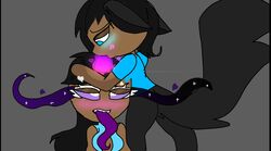 anthro anti black_hair blue_eyes blush buff_carrot_owo giving_head godesses horn jayla magic purple_eyes purple_tongue werewolf