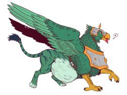 ambiguous_gender armor ass avian beak belly big_belly bird claws feathered_wings feathers feral fur green_body green_fur gryphon happy headgear helmet hi_res hybrid muscular mythological_avian mythology organs satisfied simple_background solo stomach striped_body striped_fur stripes thatgryphonguy thick_thighs vore warhammer_(franchise) warhammer_fantasy wings