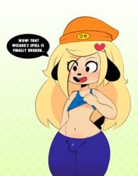 1boy anthro anthrofied blonde_hair bulge crossdressing cute dog_ears dog_tail eyelashes femboy feminine_male feminization furry gay girly humanoid long_hair long_hair_male male male_focus male_only malesub parappa parappa_the_rapper parappa_the_trappa somescrub text trap wide_hips