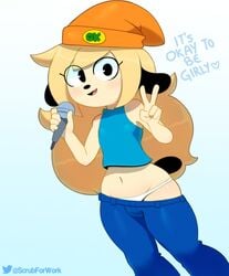 1boy anthro anthrofied blonde_hair bulge crossdressing cute dog_ears dog_tail eyelashes femboy feminine_male feminization furry gay girly humanoid long_hair long_hair_male male male_focus male_only malesub panties parappa parappa_the_rapper parappa_the_trappa sagging_pants somescrub text trap underwear visible_underwear wide_hips