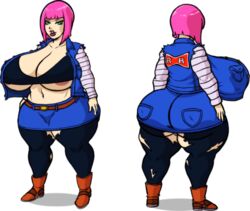 1girls alternate_costume ass breasts cosplay demonroyal large_breasts lola_(supertito) pink_hair torn_clothes