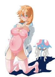 1girls blue_eyes breasts cleavage clothing din_(pixiv25800872) female interspecies kasumi_(pokemon) leotard misty_(pokemon) misty_(pokemon_hgss) nintendo orange_hair pink_legwear pink_leotard pink_thighhighs pokemon pokemon_rgby pokies pregnant short_hair spread_legs tentacle tentacruel thighhighs