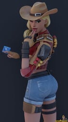 1girls 3d clothed clothing fingers_on_tongue fortnite fully_clothed holding_condom looking_back looking_back_at_viewer rustler tagme tongue_out wanting_sex wink winking_at_viewer