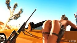 3d ajax3d anus ass belt female firearm footwear handwear human jewelry lara_croft lara_croft_(survivor) mostly_nude no_eyewear nude nude_female pussy solo tactical_nudity tagme tomb_raider weapon