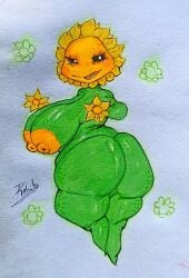anthro anthrofied ass electronic_arts female female_only flora_fauna mechanic plant plant_humanoid plantie plants_vs._zombies plants_vs_zombies popcap_games video_game_character video_games sunflower_(pvz) bite_mark freckles looking_at_viewer redcito traditional_media_(artwork)