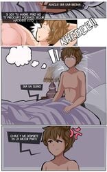 1boy brown_hair comic comic_page comicomryu delicia_(comicomryu) dream incest mother_and_son ryumxr short_hair sole_female spanish_text surprised surprised_expression text text_bubble toretto_(comicomryu) translated