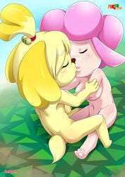 2girls animal_crossing anthro ass bbmbbf blush breasts canine closed_eyes dog female female/female female_only fur34 furry harriet_(animal_crossing) isabelle_(animal_crossing) kissing nintendo nude palcomix yuri