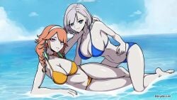 2d 2d_(artwork) 2d_artwork 2girls adult adult_female arm_support beach belly belly_button big_boobs big_breasts bikini bikini_bottom bikini_only bikini_top blue-eyed_female blue_bikini blue_bikini_bottom blue_bikini_top blue_eyes blue_sky blue_swimsuit blue_swimwear braid braided_hair braided_twintails braids breasts busty busty_female busty_girl calves character_request cleavage closed_mouth_smile clouds coast collarbone curvaceous curvaceous_body curvaceous_female curvaceous_figure curvaceous_hips curvy curvy_body curvy_female curvy_figure curvy_hips day daylight daytime dayyo_(daydarion/day-chan) digital digital_art digital_drawing digital_drawing_(artwork) digital_media digital_media_(artwork) drawing duo elbows exposed feet female female_focus female_only fingers fit_female full_body ginger ginger_hair groin hair_ornament hair_ornaments half_naked half_nude halterneck head_tilt high_resolution highres hololive hololive_english hololive_indonesia horizon hourglass_figure inguinal_crease inguinal_ligament kneeling kneeling_female kneeling_on_floor kneeling_on_ground knees l large_boobs large_breasts lean_figure legs legs_closed legs_together light_smile linea_alba long_hair looking_at_viewer mature mature_female midriff multiple_females multiple_girls naked naked_female naked_woman narrow_waist navel nude nude_female nudity ocean orange-haired_female orange_hair orange_hair_female outdoor outdoor_nudity outdoors outside parted_bangs partially_undressed pavolia_reine purple-eyed_female purple_eyes sand sea seaside semi_nude short_hair shoulders sky slender_body slender_waist slight_smile slim_female slim_waist smile smiley_face smiling smiling_at_viewer stomach string_bikini swimsuit swimwear takanashi_kiara thick_thighs thighs thighs_together tilted_head toes twin_braids virtual_youtuber voluptuous voluptuous_body voluptuous_female voluptuous_figure voluptuous_woman vtuber vtuberfanart water white-haired_female white_hair white_pupils wide_hips yellow_bikini yellow_bikini_bottom yellow_bikini_top yellow_swimsuit yellow_swimwear youtuber youtuber_girl
