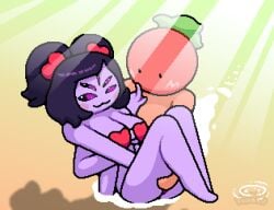 1boy 1boy1girl 1girl 1girls :3 :3_face anthro ass big_breasts bikini black_hair black_sclera blush blushing boobs breasts carrying carrying_partner female green_hair hair_ornament heart heart_bikini holding holding_partner male muffet okami_tomato pink_eyes plant plant_humanoid princess_carry purple_body purple_skin red_bikini red_body red_skin smug smug_expression smug_face smug_grin smug_smile spider spider_girl spider_humanoid sunbeam thighs tomato tomato_(okami_tomato) touching_face touching_partner undertale undertale_(series) water watermark