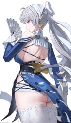 1girls ass ass_focus big_breasts breasts female hoyoverse large_breasts long_hair mihoyo panties pantyshot pantyshot_(standing) purple_eyes sideboob thighhighs underwear upskirt velina_(zenless_zone_zero) velina_airgid white_hair white_panties white_thighhighs white_underwear zenless_zone_zero skrillex_li bare_back