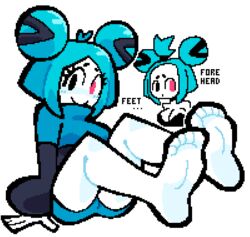 blue-chan blue_hair bourbunbun feet forehead pixel_art