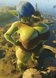 3d 3d_(artwork) absurd_res big_boobs big_breasts birds blue_hair boobs breasts emiliafert female female_focus giant_female giant_woman giantess glasses glasses_on_face gobbo_(scrag_boy) goblin goblin_female green_skin green_skinned_female highres huge_boobs huge_breasts human imminent_crush light-skinned_female light-skinned_male light_skin monster monster_girl ragged_clothing running scrag_boy_(model) shortstack shortstack_female shortstack_giantess thick_thighs thighs walking