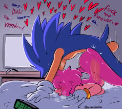1boy 1girls 2026 absurd_res amy_rose anthro anthro_on_anthro anthro_penetrated anthro_penetrating anthro_penetrating_anthro balls big_balls big_penis blue_body butt duo erection eulipotyphlan female female_penetrated genitals hedgehog hi_res male male/female male_penetrating male_penetrating_female mammal multicolored_body nude open_mouth penetration penile penile_penetration penis penis_in_vagina pink_body quavernsfw sega sex sonic_(series) sonic_the_hedgehog sonic_the_hedgehog_(series) tan_body tongue tongue_out two_tone_body vaginal vaginal_penetration