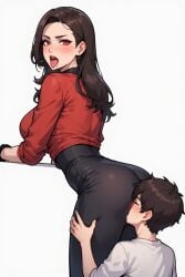 1boy 1woman ai_generated anilingus face face_in_ass milf mother mother_and_son son straight