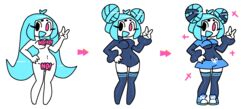 blue-chan blue_hair bourbunbun censored clothing heterochromia