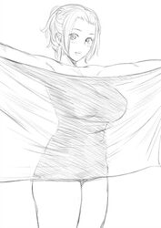 covering hiding_behind_towel kiso_fumihiro sketch towel