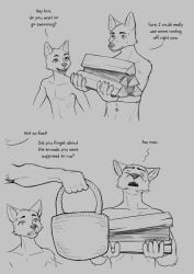 2boys anthro casual furry male monochrome nude tagme tatzel text