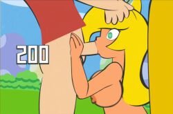 1boy 1girls 2015 2d 2d_animation animated blowjob breasts female female_focus green_eyes humanized humanoid koopa koopa_girl koopa_troopa male mario_(series) minus8 minus8_(smb_enemies) nintendo oral oral_sex rule_63 straight super_mario_bros. video_game video_game_character yellow_hair