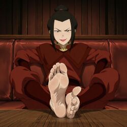 1girl 1girls ai_generated avatar_the_last_airbender azula barefoot feet feet_focus female female_focus female_only foot_fetish haremoverlord smirk soles teasing teenage_girl teenager