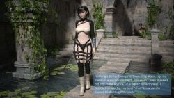 1girls 2020 3d 3d_(artwork) assassin barely_covered_nipples beautiful_woman belt black_hair_female black_thong character_request cleavage femsub holding_katana holding_swoard huge_breasts indifferent mature_woman navel navels oblivious_sexualization original shadowxyq short_hair_female source_request standing summer text thong thought_bubble uncaring_female unnamed_character walking