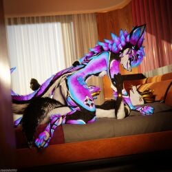 1:1 3d_(artwork) 4k absurd_res animal_genitalia animal_penis anthro anthro_on_anthro balls bed bedroom bedroom_sex biped black_body black_fur blender_(artwork) blender_cycles_(artwork) blue_body blue_fur bodily_fluids canid canine canine_genitalia canine_penis canis claws clothing cum cum_drip cum_dripping_from_penis cum_on_penis depth_of_field digital_media_(artwork) dominant dragonplayer dripping duo erection fox frottage fur furniture genital_fluids genitals godistheduck golden_body grey_body grey_fur hair hand_on_bed hand_on_penis hi_res inside kneeling kneeling_on_bed knot legwear lupicane lying lying_on_bed male male/male mammal masturbation moan multicolored_body nude on_bed open_mouth orgasm paws penile penis penis_grab penises_touching pink_body pink_fur reflection rexouium riding sex slim slim_anthro slim_male slim_sub smile submissive submissive_male tail white_body white_fur yellow_body yellow_fur
