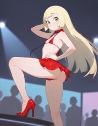 ai_generated ass_focus auction bare_legs blonde_female flat_chest green_eyes heavenly_body high_heels lillie_(pokemon) long_hair micro_bikini offering_self perfect_body petite_female petite_girl pokemon prostitution sexy sexy_pose slave_collar slim_girl slim_waist slutty_body slutty_female small_breasts temptation tempting_viewer