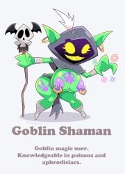 2025 big_breasts breasts drshanks24 english_text female goblin goblin_female green_body green_skin nipple_piercing png shaman shortstack solo solo_female tagme text