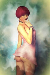 ghost1701 female solo original original_character ass big_ass red_hair short_hair bowl_cut choker 2014 female_only 1girls 3d
